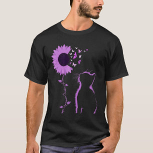 Camiseta Gato Olha Girassol Roxo Borboleta Overdose Conscie