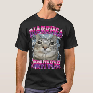 Camiseta Gato Olhando Bobo Engraçado Dizendo Sobrevivente d