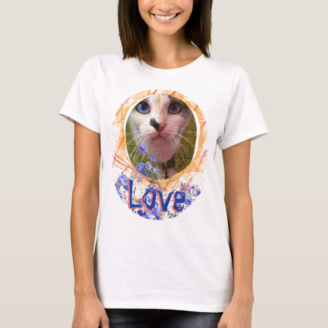 Camiseta Gato Olhos Azuis Amor Esquece-me, não é bonito (Frente)