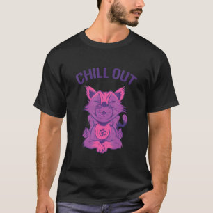 Camiseta Gato Om Bija Mantra Meditação Relaxante Assento de