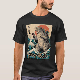 Camiseta Gato Onda Japonesa Ukiyo-e ???? ???