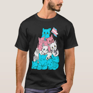 Camiseta Gato Orgulho Transgênero Gato LGBT Bandeira Trans