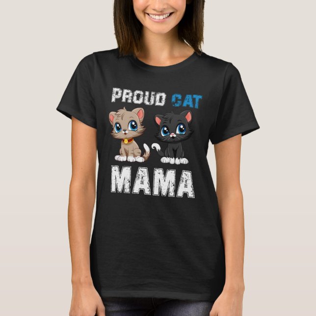 Camiseta Gato Orgulhoso Mama, Funny Pet Ownership, dia naci (Frente)