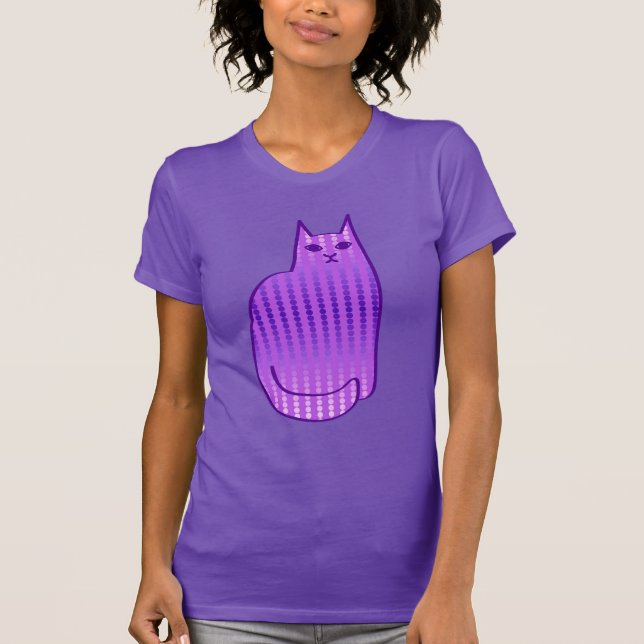 Camiseta Gato, Orquídea e Roxo modernos do século médio (Frente)