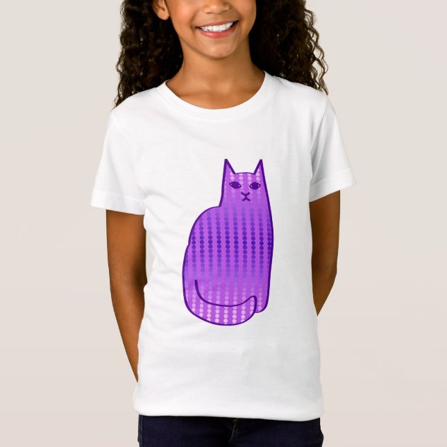 Camiseta Gato, Orquídea e Roxo modernos do século médio (Frente)