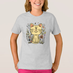 Camiseta Gato ouro   T-Shirt de Gato Elegante