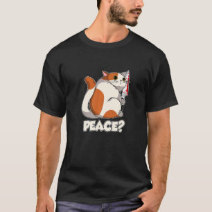 Camiseta Gato Pacífico Gato Assassinato Com Faca