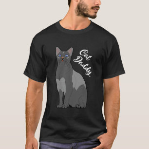 Camiseta Gato Pai Gato Cinza com Olhos Azuis para Desi Pai