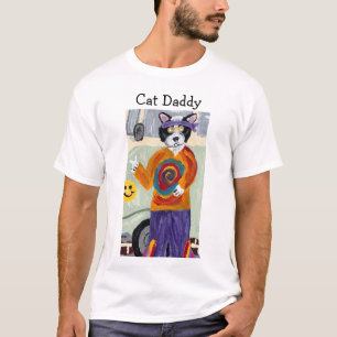 Camiseta Gato Pai Hippie Gato Smoking