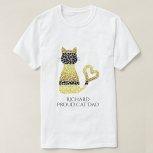Camiseta Gato Pai Preto e Orgulhoso Personalizado