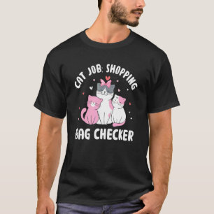 Camiseta Gato Pai Verificador de Sacola de Compras Mãe Gata