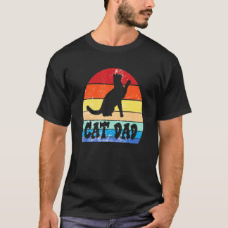 Camiseta Gato Pai Vintage Retro Sunset Cat Pai Kitet Pet