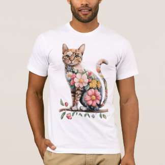 Camiseta Gato-palha Flores-da-índia flores-da-índia amantes