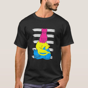 Camiseta Gato Pansexual Fofo Bandeira do Orgulho Pan LGBTQ