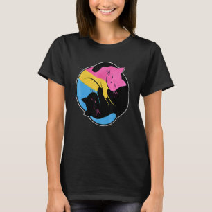 Camiseta Gato Pansexual Yin Yang Bandeira Pan Orgulho Lgbt
