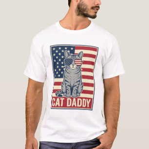 Camiseta Gato Papai Desenho Vetorial de Gato Patriótico_1