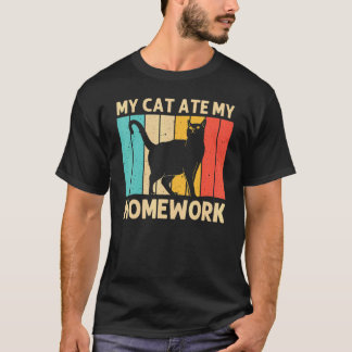 Camiseta Gato Para Crianças Meninos Gato Preto  Pessoa de G