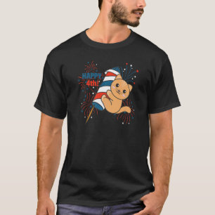 Camiseta Gato Para Fogos de Artifício do Dia 4 de Julho Cri