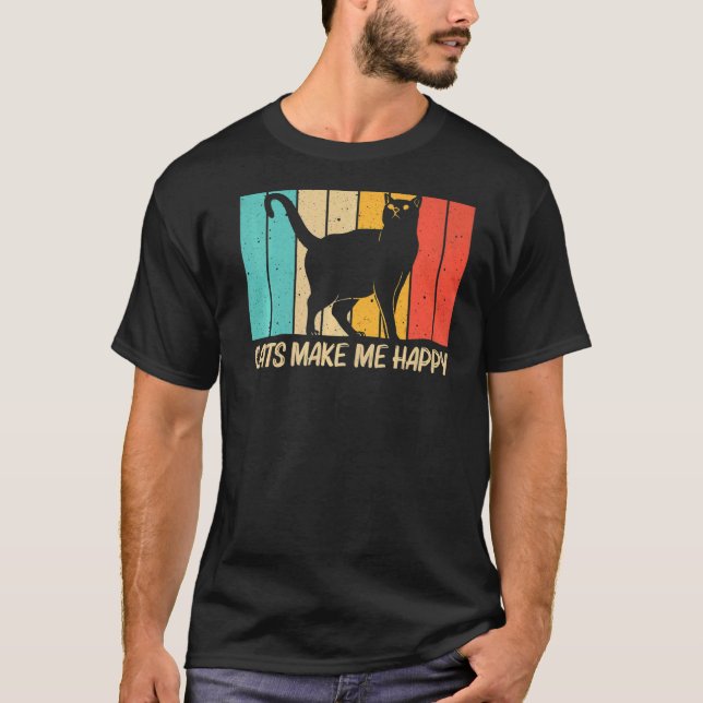 Camiseta Gato Para Homens Gatos De Gato Preto (Frente)