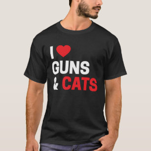 Camiseta Gato Para Homens & Mulheres Eu Amo Armas & Gato