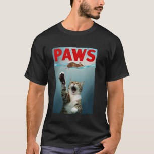 Camiseta Gato Paródia PAWS Rato Gato Engraçado Caça Rato Ga
