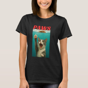 Camiseta Gato Paródia PAWS Rato Gato Engraçado Perseguindo