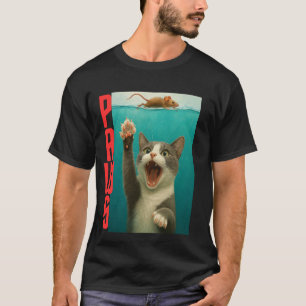 Camiseta Gato Paródia PAWS Rato Gato Engraçado Perseguindo