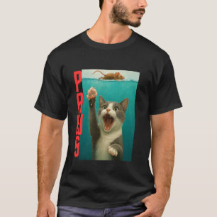 Camiseta Gato Paródia PAWS Rato Gato Engraçado Perseguindo