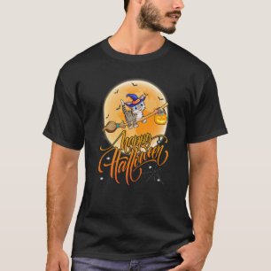 Camiseta Gato Passeio Bruxa Espingarda Lua Vintage Gato Hal