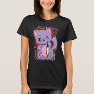 Camiseta Gato Pastel Goth Com Adaga Mágica Para Yandere E 