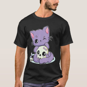 Camiseta Gato Pastel Goth Com Item Mágico Para Witchcore E