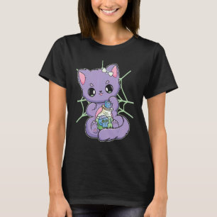 Camiseta Gato Pastel Goth Com Poção Mágica Para Academia de