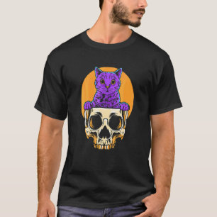 Camiseta Gato Pastel Gótico Gatito Caveira Cabeça da Morte
