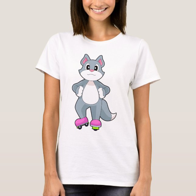 Camiseta Gato Patinação inline Patins inline Esportes (Frente)
