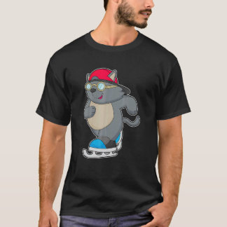 Camiseta Gato Patinação no Gelo Patins Esportes de Inverno