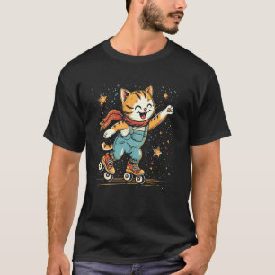 Camiseta Gato patinador no patins de rodas