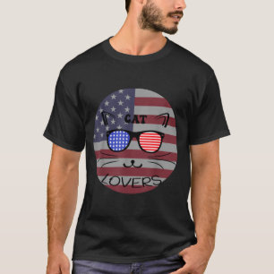 Camiseta gato Patriótico Americano Gato 4 de Julho