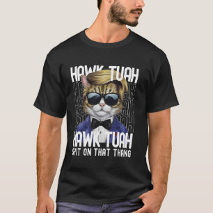 Camiseta Gato Patriótico de 4 de Julho EUA Hawk Tuah Cuspir
