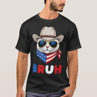 Camiseta Gato Patriótico Engraçado EUA 'Merica 4 De Julho B