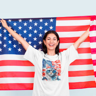 Camiseta Gato Patriótico Gato dos EUA, 4 de julho