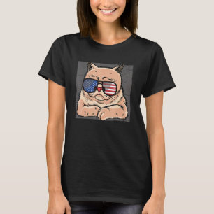 Camiseta Gato Patriótico Meowica 4 De Julho Kitten Feline W