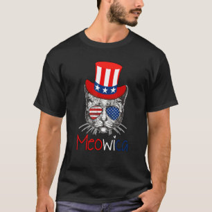 Camiseta Gato Patriótico Vermelho Branco Azul 4 de Julho Me