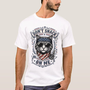 Camiseta Gato Patriótico Vintage Não Lancha Em Mim