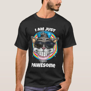 Camiseta Gato Pawesome Usando Óculos de Sol Fofo Adorável V