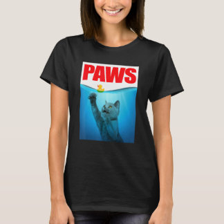 Camiseta Gato PAWS E Pato de Borracha Amarelo Gatinho Fofo