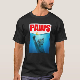 Camiseta Gato PAWS E Pato de Borracha Amarelo Gatinho Fofo