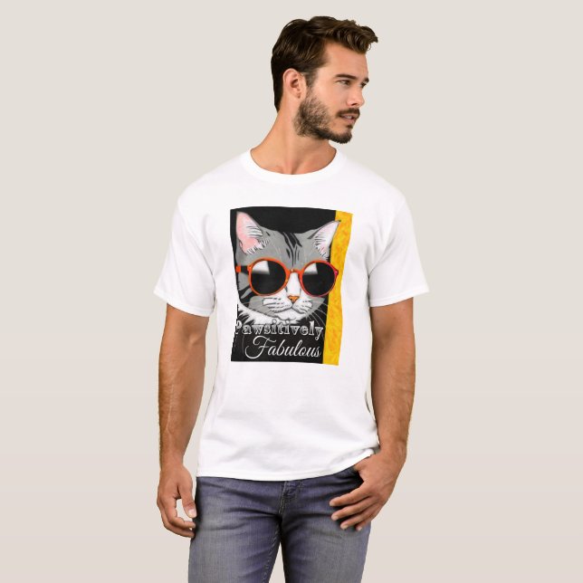 Camiseta Gato Pawsitivamente Fabuloso (Frente Completa)