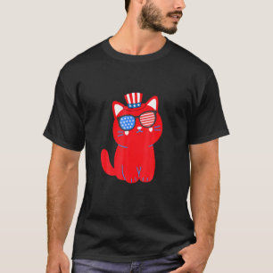 Camiseta Gato Pawtriótico 4 H De Julho Vestindo O Tio Sam H