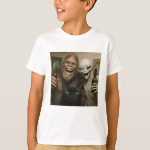 Camiseta Gato Pé Grande Alien Selfie BFF Foto Engraçada Com