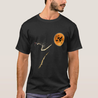 Camiseta Gato Pegando O Fato De Gato De Bruxa Da Lua